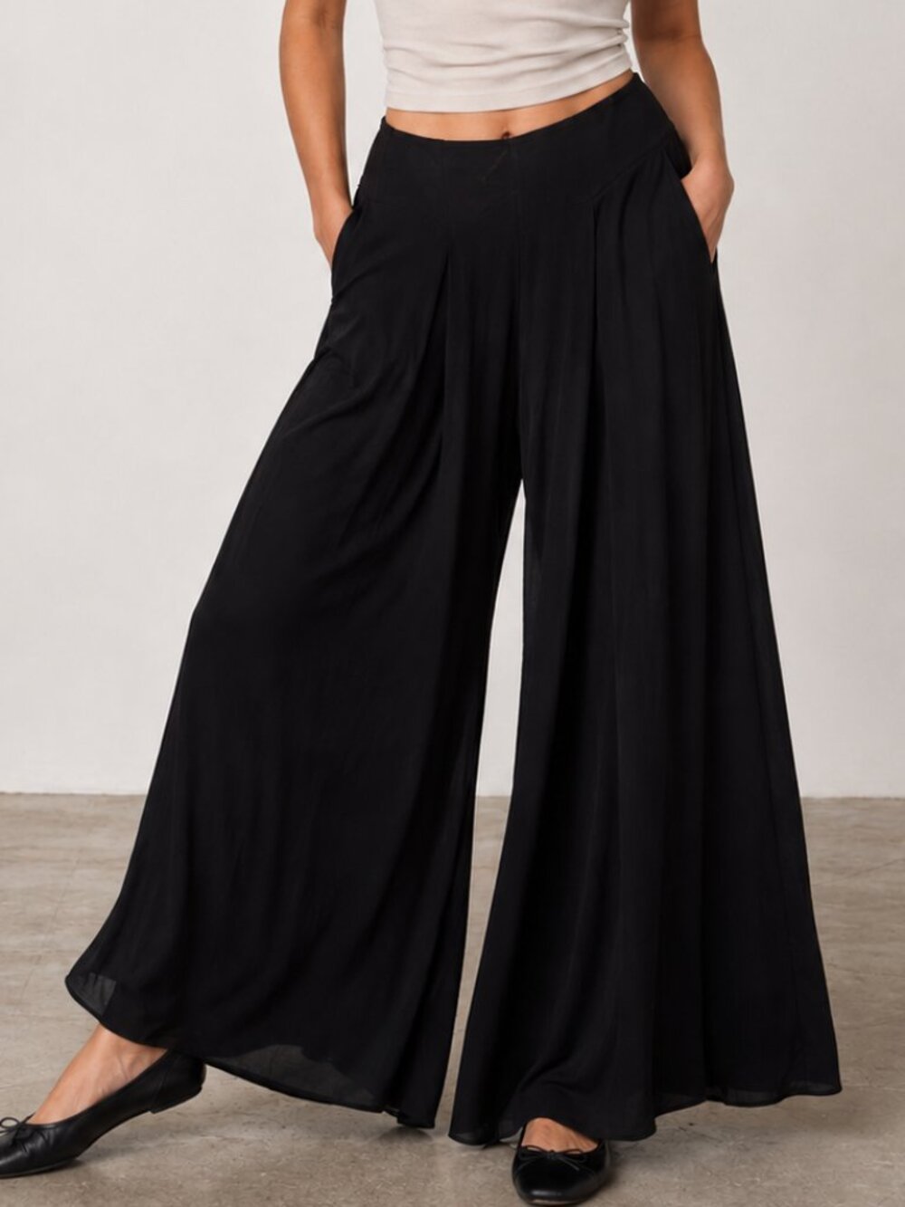 ANTHOPOLOGIE Maeve Black A-Line Yoke Wide Leg Palazzo Culotte Pants Sz S EUC
